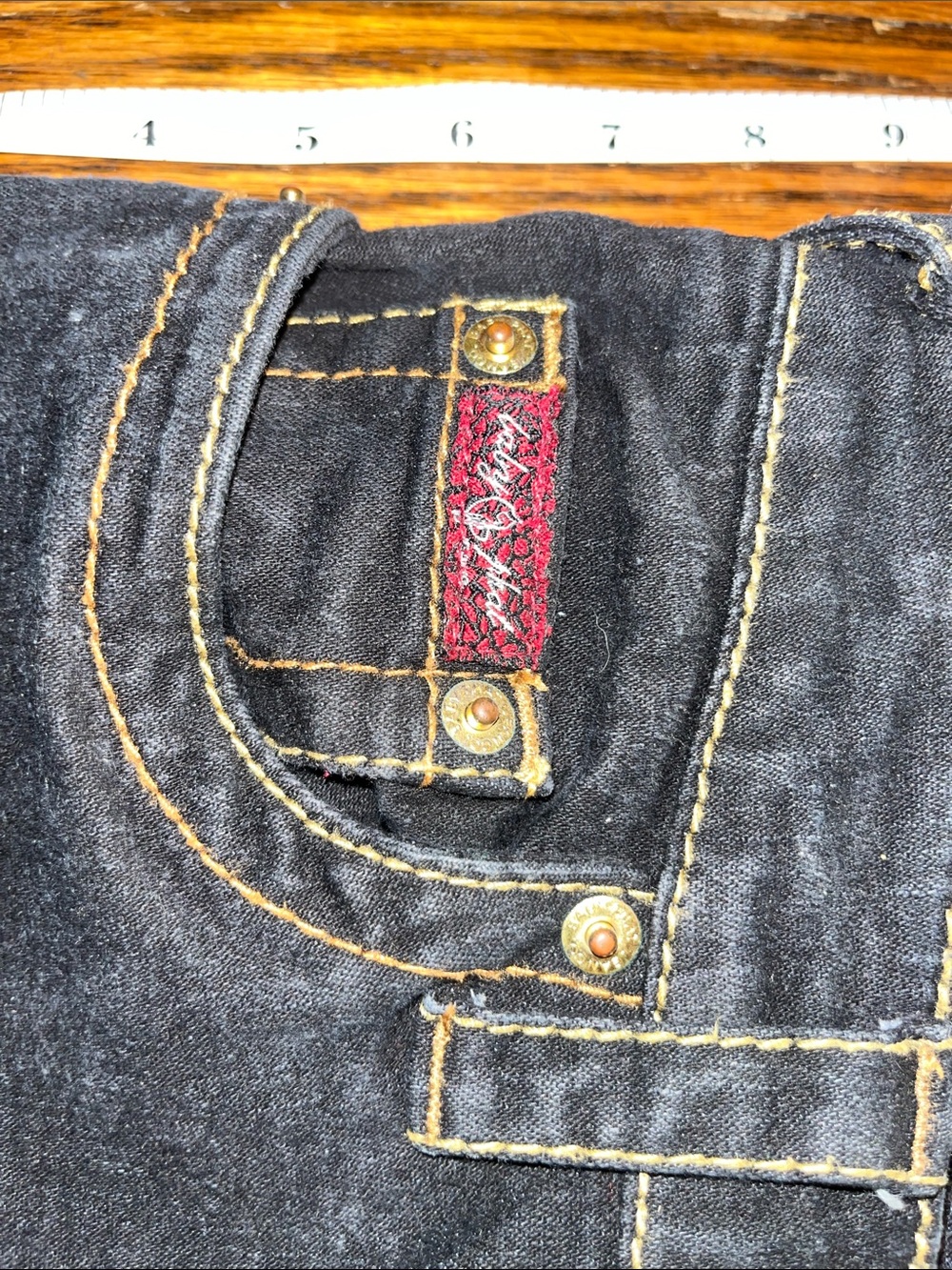 Vintage Baby Phat | Black Flare Jeans with Embroidered Back Detail - Picture 5 of 8